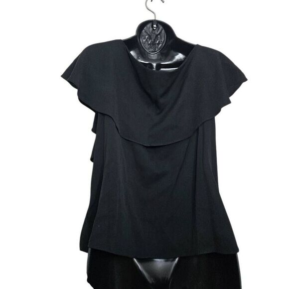 Yeohlee Blouse Size Small Silk Ruffle Black Top Flowy Classic - Picture 4 of 6